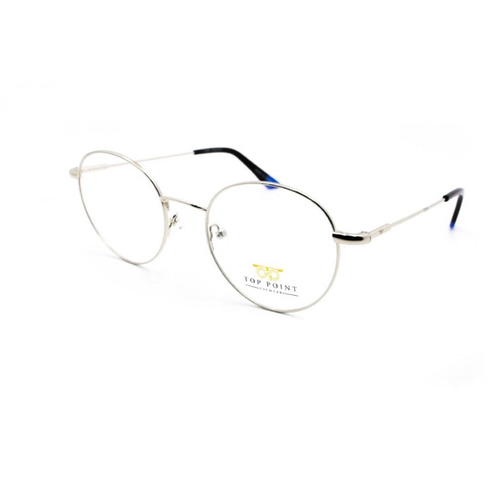 نظارة طبية ,ماركة TOP POINT, موديل 7518-C6,للنساء,مستدير,إطار فضي, عدسات الشفاف,خليط معدني