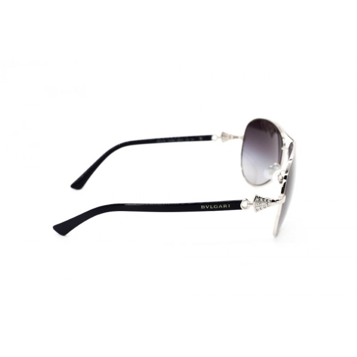 نظارة شمسية ، ماركة BVLGARI ، موديل 6073B ، للنساء ، لون الإطار فضي ، إطار وايفير، مواد خليط معدني ، نوع العدسة حماية من الأشعة فوق البنفسجية ، لون العدسة أسود