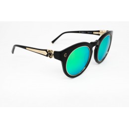 نظارة شمسيه,ماركة CHARRIOL موديل  9003,للنساء, شكل  دائري ,لون  أسود,عدسة عاكسة, لون العدسة , أخضر, بلاستيك